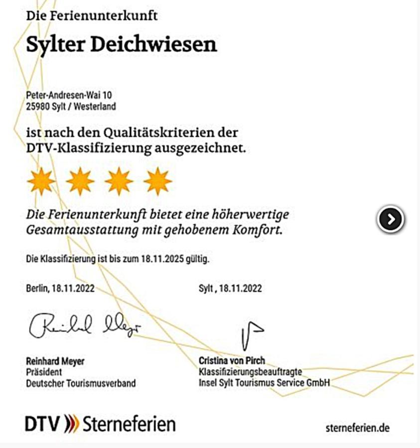 3-Zimmer-Ferienwohnung Deichwiese Westerland 1-3 Personen 외부 사진